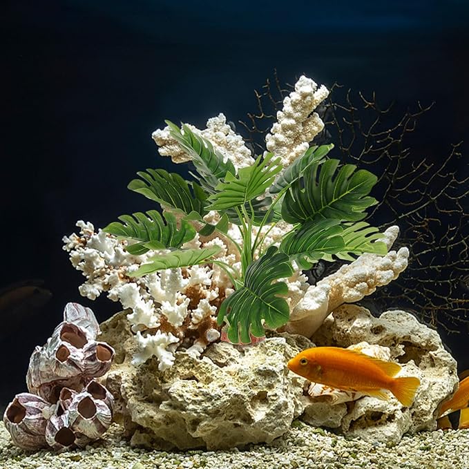 Happyyami Artificial Aquarium Plants High Simulation Fake Aquatic Plant for Tank Decoration Fade-Resistant Lightweight Safe for Fish Lively Atmosphere Look