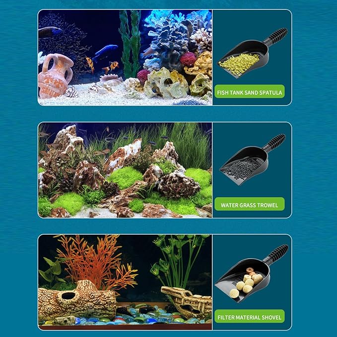 Aquarium Sand Shovel Fish Tank Sand Scoop, PVC Material, Detachable Handle - Multipurpose Pet Litter and Gravel Strainer, Ergonomic Design for Easy Cleaning