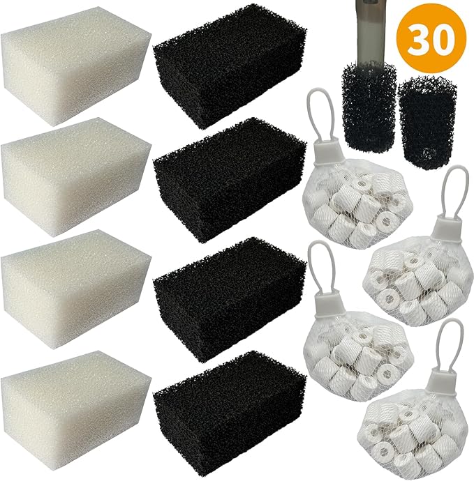 4 Set of Upgraded Three-Stage Filtration Tank Filter Maintenance Kit, Replacement for AquaClear 30/150 30-Gallon Aquarium