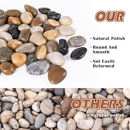 River Rocks for Plants 5.5 LB Small Decorative Pebbles 1"-1.5" Polished Stones Smooth Aquarium Gravel for Fish Tank Vases Indoor Planters Outdoor Landscaping Garden (88oz)