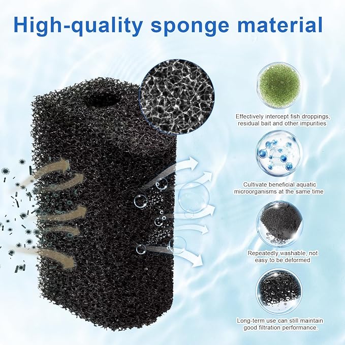 Aquarium Filter Sponge, Compatible with Penn-Plax Cascade 600 Filter, Provides Physical and Biological Filtration for Aquariums(2 Sponge)