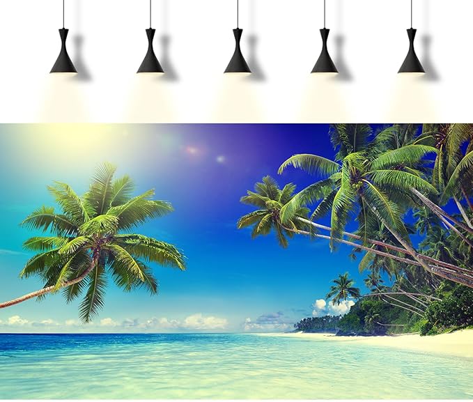 Tropical Paradise Beach Fish Tank Background Ocean Island Seashore Aquarium Background Sandbeach Seascape Terrarium Backgrounds Blue Sky Seacoast Ocean Sea Waves Reptile Tank Backgrounds 72x24in