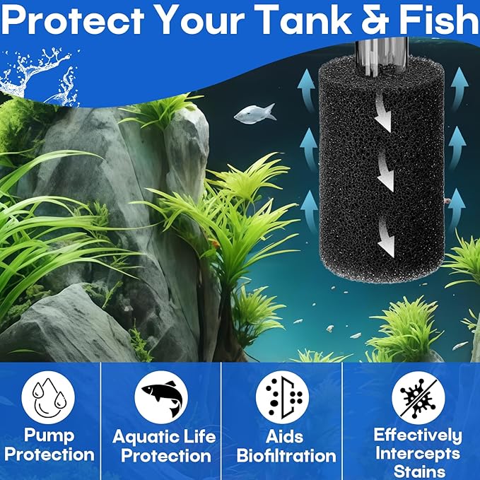 16-Pack Prefilter Sponge Replacement, Aquarium Filter Intake Sponges, Preventing Clogging and Extending the Lifespan of the Water Pump