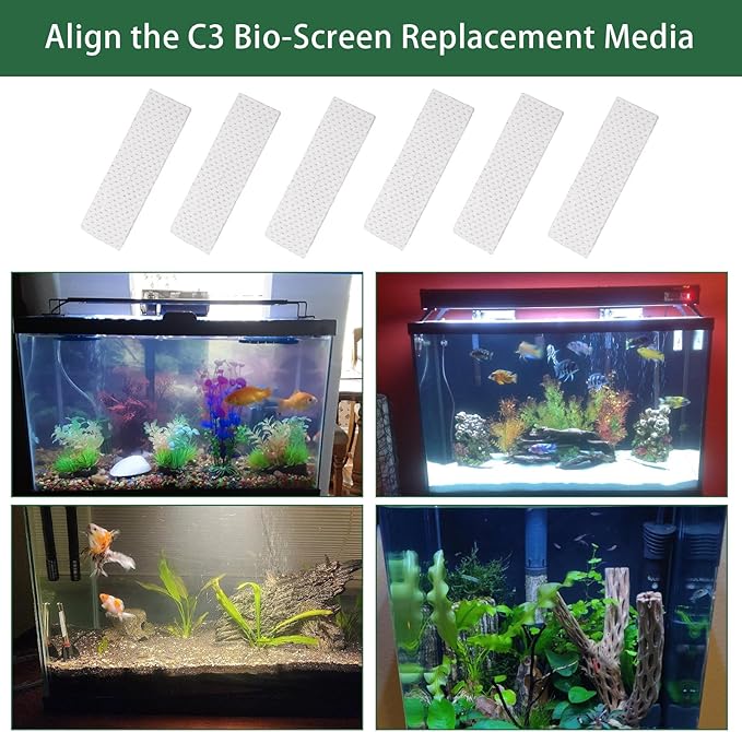 Bio-Screen for Fluval C3 Power Filter, Replacement Aquarium Filter Media, 6PCS Bio Foam Replacement Set, Filter Media for Freshwater & Saltwater Aquariums
