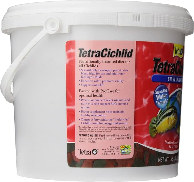 TetraCichlid Cichlid Flakes 1.75 Pounds, Fish Food, Clear Water Advanced Form