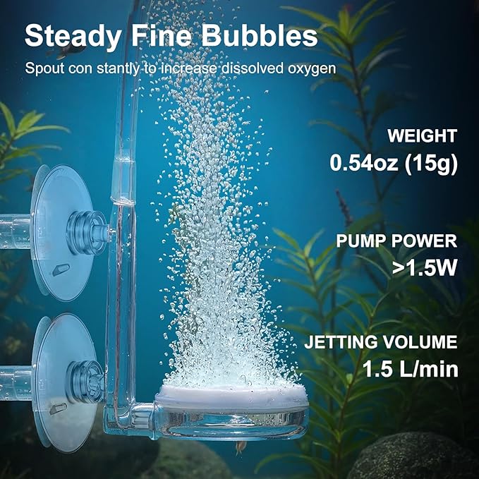 Aquarium Air Stone Disc, CO2 Diffuser for Aquarium Plants Fish Tank Nano Bubble Stone Kit Ultra-high Dissolved Bubbler Airstone with Accessories for Fish Tank and Small Bucket