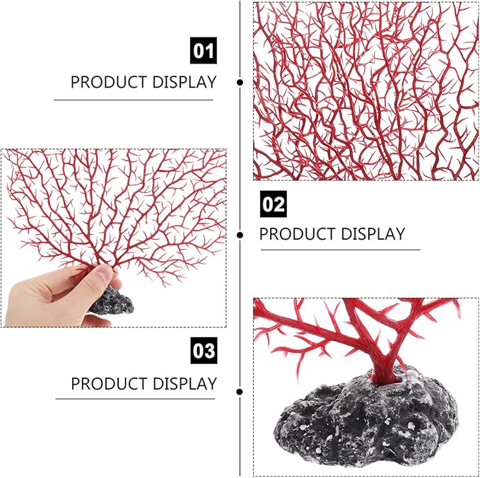 TEHAUX Artificial Plants Aquarium Landscape Simulation Coral Decor, Fake Sea Fan Coral for Both Fresh and Salt Water, Safe and Easy for Daily Washing, Medium Size 2pcs Ocean Decor