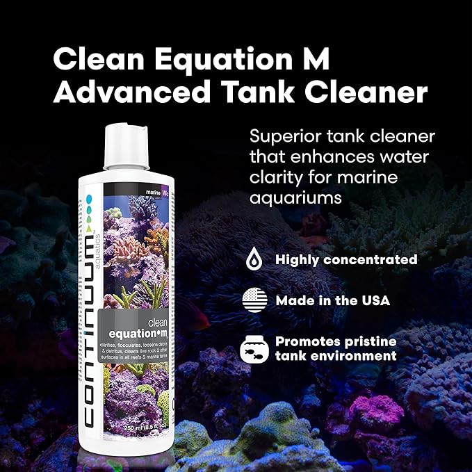 Continuum Aquatics Clean Equation M – Marine Aquarium Cleaner & Clarifier – Clears Water, Loosens Debris, Supports Reef & Fish Health, Advanced Formula 4L