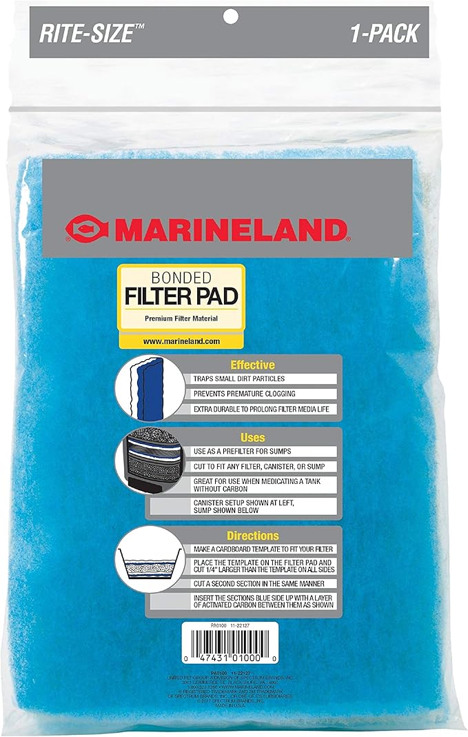 Marineland Bonded Filter Pad, Cut To Fit Any aquarium Filter, Whites & Tans, 312 sq. in.