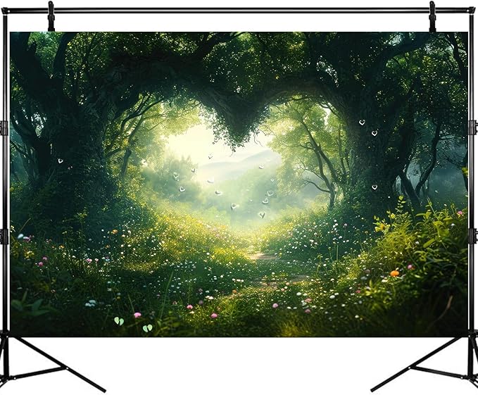Heart Shaped Forest Aquarium Background Rainforest Heart Shapes Fish Tank Background Fantasy Magical Forest Reptile Tank Backgrounds Lush Green Meadow Flowers Reptile Enclosure Backgrounds 30x18in