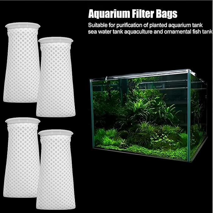 4 Pack 4Inch Ring Honeycomb Filter Socks,150 Micron,Freshwater Saltwater Aquarium Filter Bags,Aquarium Filter Sock 3D Honeycomb Design,Filter Bags for Fish Tank,10 Inch Long