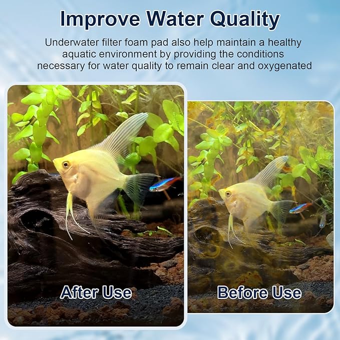 Underwater Filter Bio-Foam Pads Compatible with Fluval U1 Filter, Aquarium Foam Filter Media, Filter Sponge Replacement Parts for Aquaclear Canister Aquarium Fish Tank (4 Pack)