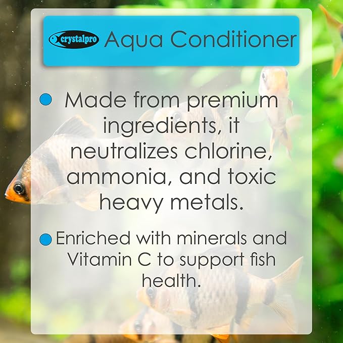Crystalpro Aqua Conditioner - Treats 5000 Gallons - Aquarium Water Conditioner - Neutralizes Chlorine and Ammonia 16.9 Oz