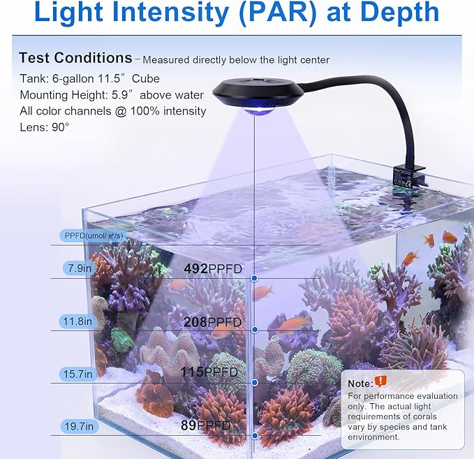 hygger Saltwater Aquarium Light - 35W Dimmable Full Spectrum with 3 Light Modes & Timer, 24/7 Auto Cycle for Refugium, Soft Corals, LPS Marine Tanks, Flexible Gooseneck Mount with Clip