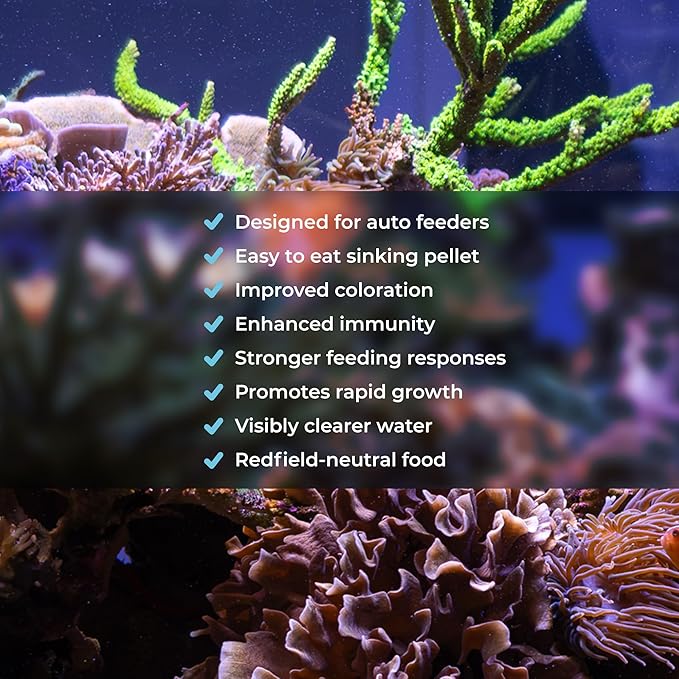 BenePellet Reef Food - Optimize Coral Color, Health & Nutrients, Shrimp, Inverts & Microorganism Feed, Designed for Autofeeders, 1.7mm Sinking Pellets - 38 Grams