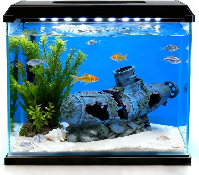 Fish Tank Decoration - Submarine Wreck Aquarium Decoration Fish and Shrimp Aquatic Pets can Rest and Hide in Caves