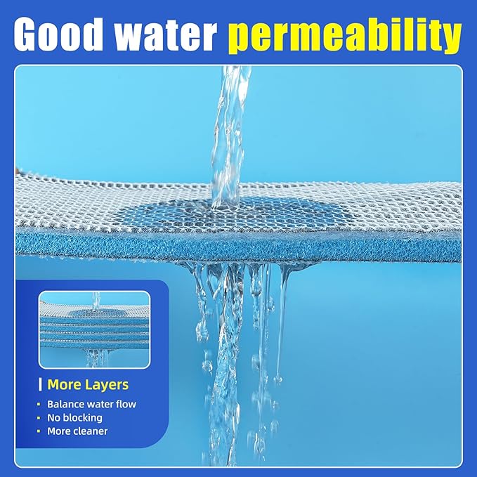 AQUANEAT Aquarium Filter Sponge 8-Layer Filter Media Pad, Cut-to-Size Foam Floss for Fish Tank Sump Pond (47" x 12" x 0.6")