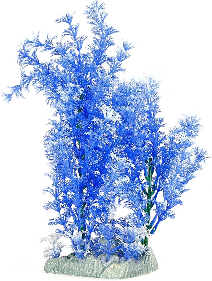 uxcell® Plastic Aquarium Plant/Grass Decorative, Blue/White
