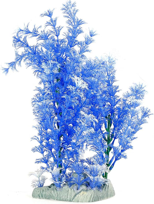 uxcell® Plastic Aquarium Plant/Grass Decorative, Blue/White