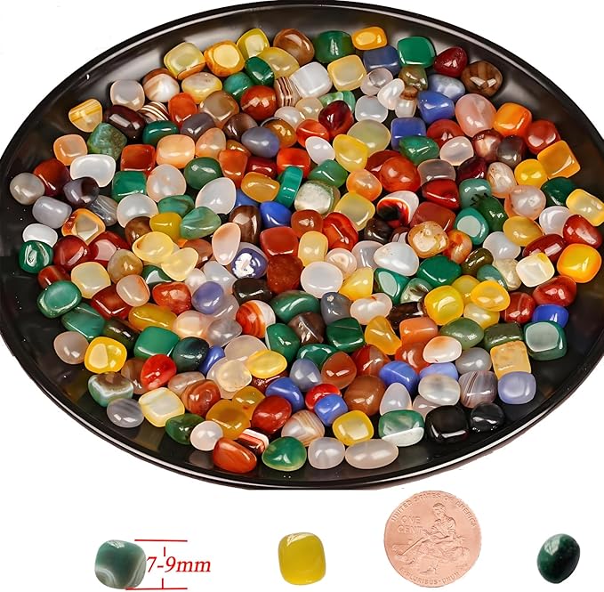 1Lb Pebbles for Indoor Plants, Vase, Succulent, Bamboo, 1/3" Plant Rocks for Pots Indoor, Small Decorative Colorful Agate Stone for Home Decor, Highly Polished