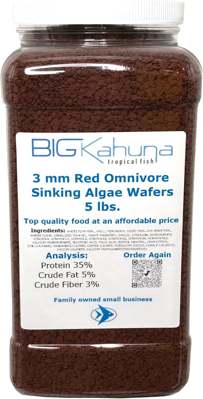 Premium Sinking Omnivore High Protein Algae Wafers Ideal for Plecos, Catfish, Shrimp, Snails, and Other Bottom Feeding Fish 5 lbs. (3 mm Omnivore)