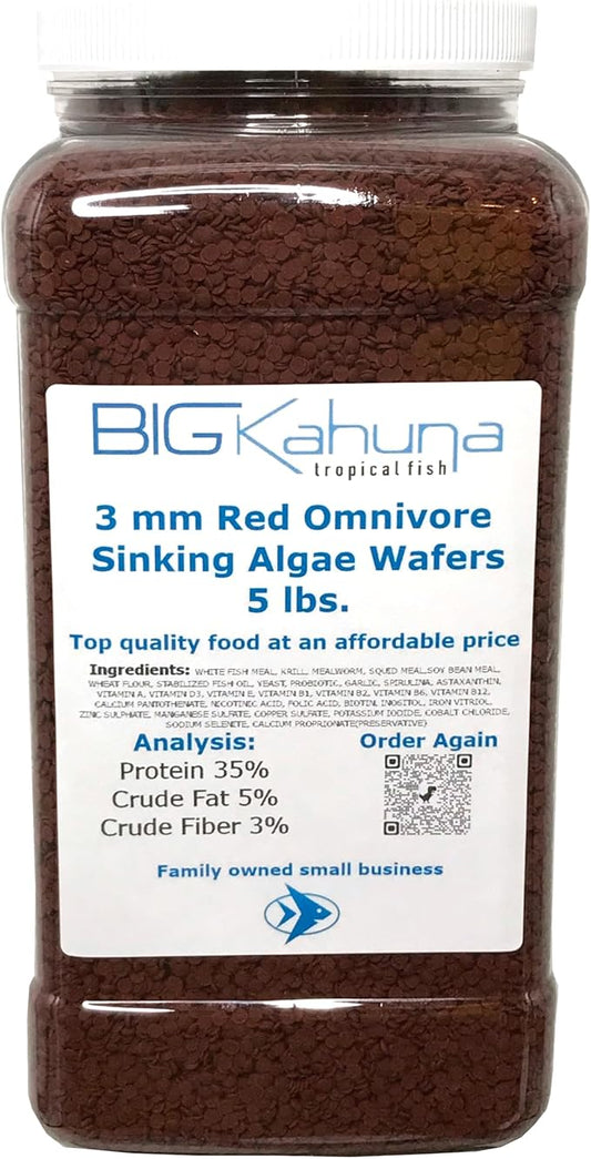 Premium Sinking Omnivore High Protein Algae Wafers Ideal for Plecos, Catfish, Shrimp, Snails, and Other Bottom Feeding Fish 5 lbs. (3 mm Omnivore)