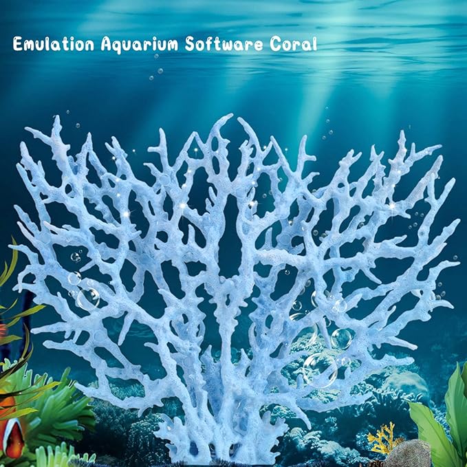 Aquarium Coral Plastic Vivid Artificial Coral Plant Ornament for Aquarium Underwater Fish Tank Pink (Large Size (37.4 X 18.9 X 6.7in))