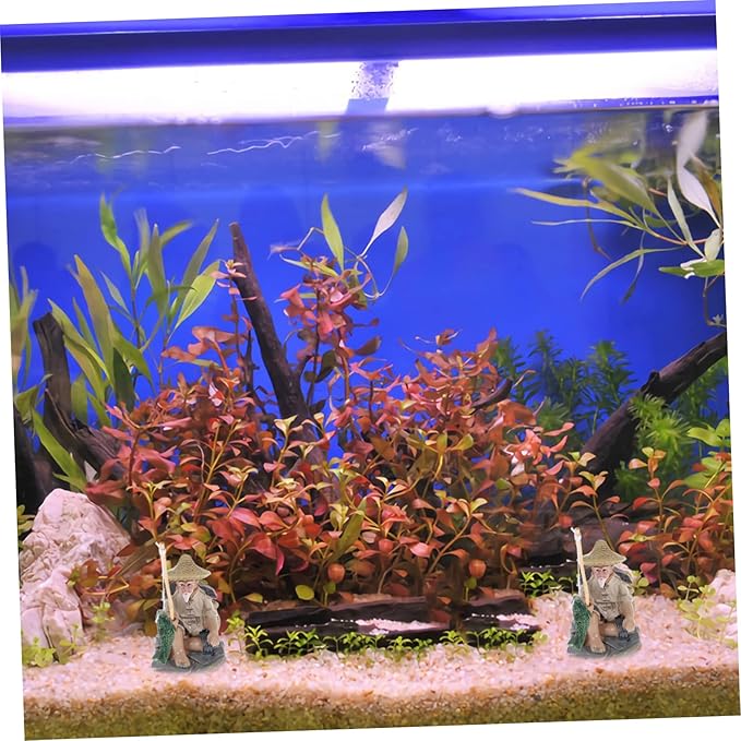 2pcs Fisherman Figurine Sand Table Adornments for Aquarium and Garden Decor Realistic Craftsmanship for Flower Pot Landscaping