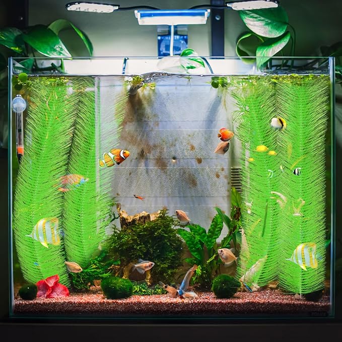 Ipetboom 2 Pcs Baby Fish Breeding Grass: Aquarium Hatching Brush Aquatic Decorative Fry Hideout - Fish Tank Simulation Water Plants for Livebearers and Egg Layers, 60 x 15cm/5.9 x 23.6 in