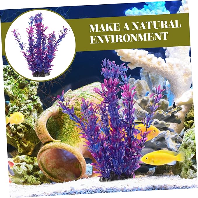 GANAZONO Aquarium Plant Decor Realistic Artificial Water Grass for Fish Tank Aquatic Plants for Decoration for Reptile Cages and Aquariums