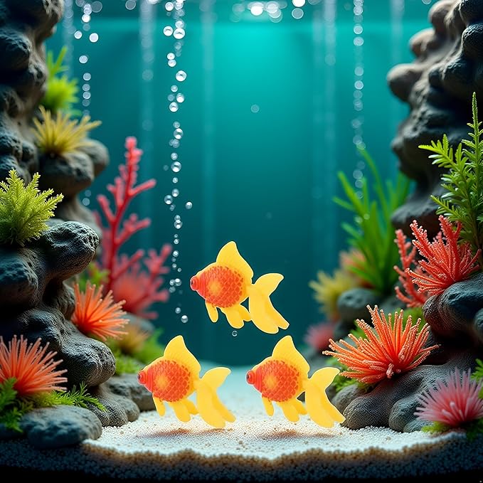 3 Pack Gold,orange Artificial Aquarium Fishes Fake Fish Plastic Fish Aquarium Moving Fishes Ornament Decoration Orange Goldfish for Aquarium Fish Tank Aquarium Décor Thematic Ornaments,Aquarium Décor