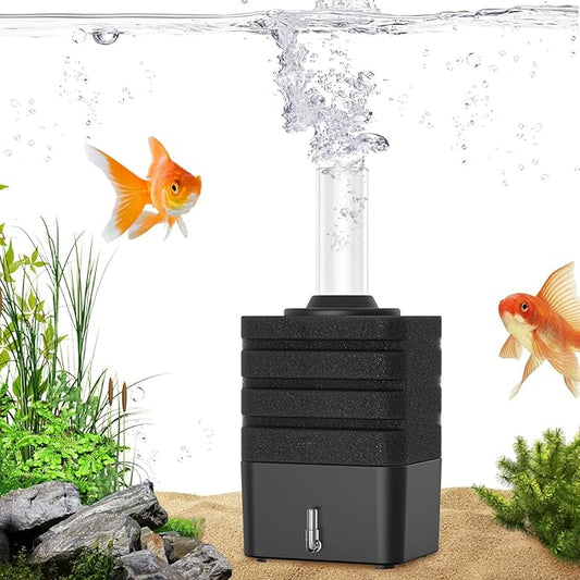 Moonorange Aquarium Bio Sponge Filter, Super-Quiet Submersible Fish Tank Foam Filter with 1 Spare Sponge, Suits Tanks Within 20 Gallon(S)