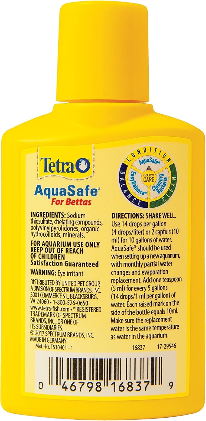 Tetra BettaSafe, Aquarium Water Conditioner for Bettas, 1.69-Ounce, 50ml, Golds & Yellows (16837) (Pack of 2)