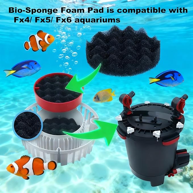 26 Piece Fx6 Canister Filter Media Kit Replacement Compatible with Fluval Fx4/Fx5/Fx6 Aquarium Filters Including Upgraded 3-in-1 Carbon Pad, Bio Foam, Carbon Sponge Filter, Ceramic Rings