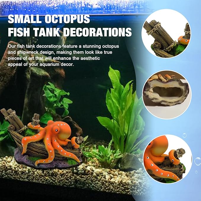 Octopus Decor, Small Octopus Fish Tank Decorations, Aquarium Decorations Ideal Gift for Love Fish Farming