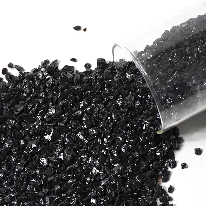 1 Lb Black,Small Crushed Sea Glass,Broken Piece Granules Crafts,Irregular Sea Glass for Vase Fillers Candle Holder Sand Pebbles,Succulent Terrarium Decor,Aquarium,Fish Turtle Tank Decorations