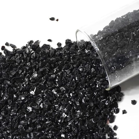 1 Lb Black,Small Crushed Sea Glass,Broken Piece Granules Crafts,Irregular Sea Glass for Vase Fillers Candle Holder Sand Pebbles,Succulent Terrarium Decor,Aquarium,Fish Turtle Tank Decorations