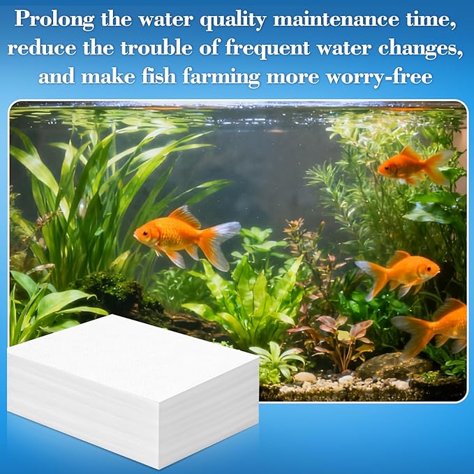 100PCS Aquarium Filter Pad Color Absorbing Sheets - Aquarium Filter Media Remove Driftwood Tannins, Remove Yellow Water, Filter Floss Pond Filter Media for Aquarium, Freshwater and Saltwater