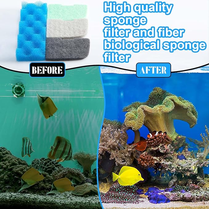 Threlaco 40 Pcs Replacement Filter Media Kit Compatible with Fluval 306/307, Aquarium Filters Set Including 4 Biological Foams, 36 Ammonia/Phosphate/Nitrite Remover