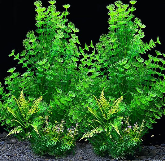 2 Pack Aquarium Decor Plastic Plants Extra Large Artificial Fish Tank Plants Tall Fish Tank Decorations- Green 12" Tall