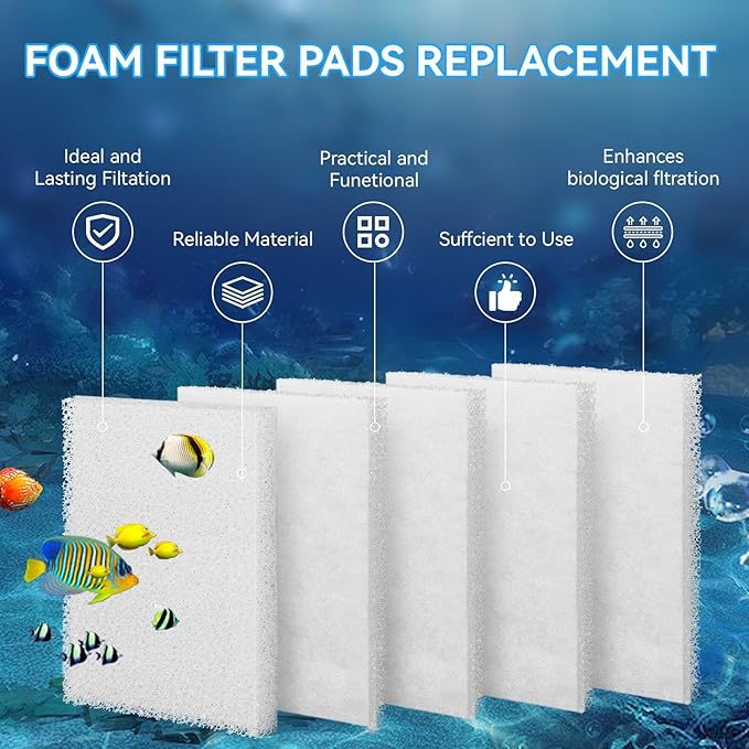 Magluv C2 Poly Foam Pad Fit for Fluval C2 Power Filter White Filter Foam Aquarium Filter Pad Media Replacement, 14008, 5-Pack (C2)