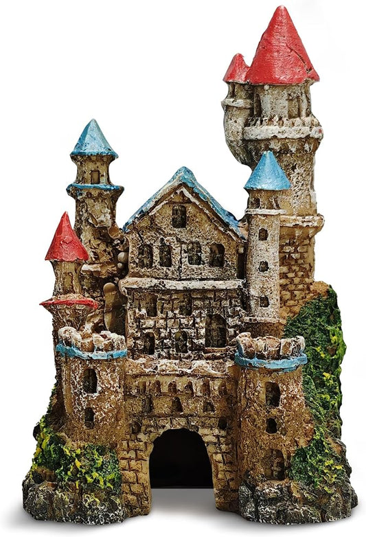 Aquarium Castle Decor – Resin Medieval Fish Tank Decorations with Hiding Holes, Betta Fish Tank Accessories Ornaments, Large Aquarium Decor, Gift for Kids & Fish Lovers