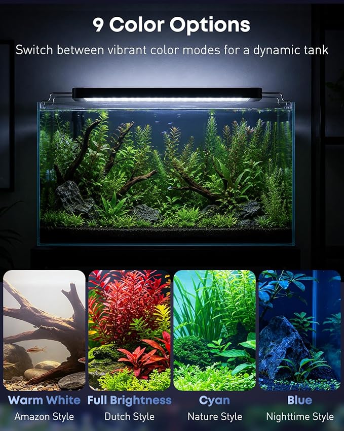 Pawfly 26 W Planted Aquarium LED Light for 24" to 30" Fish Tanks, 24/7 Extendable Fish Tank Light with Timer & Full Spectrum IP68 Waterproof, D/N Mode, Dimmable, Aquarium Grow Light for Plants