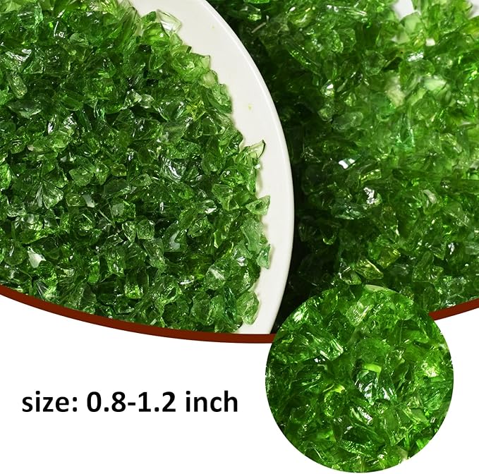 1 Lb Green,Small Crushed Sea Glass,Broken Piece Granules Crafts,Irregular Sea Glass for Vase Fillers Candle Holder Sand Pebbles,Succulent Terrarium Decor,Aquarium,Fish Turtle Tank Decorations