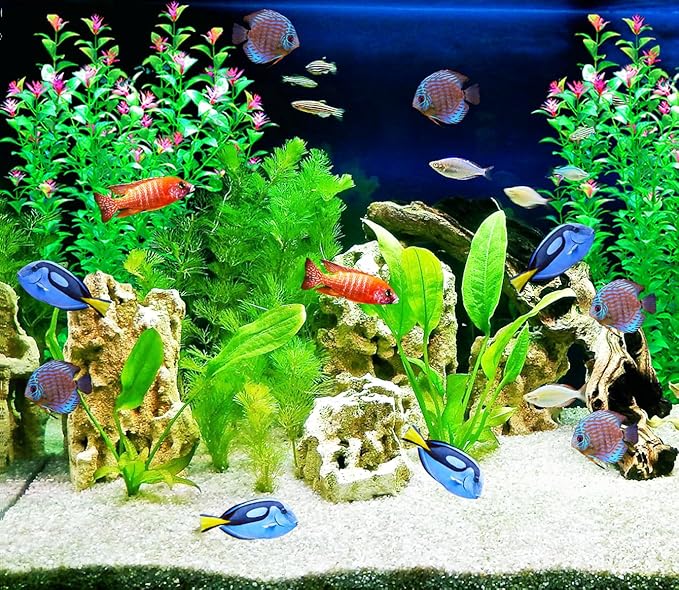 2 pcs Aquarium Decor Plants 21 Inches Extra Large Artificial Plastic Fish Tank Plants, Tall Fish Tank Decorations