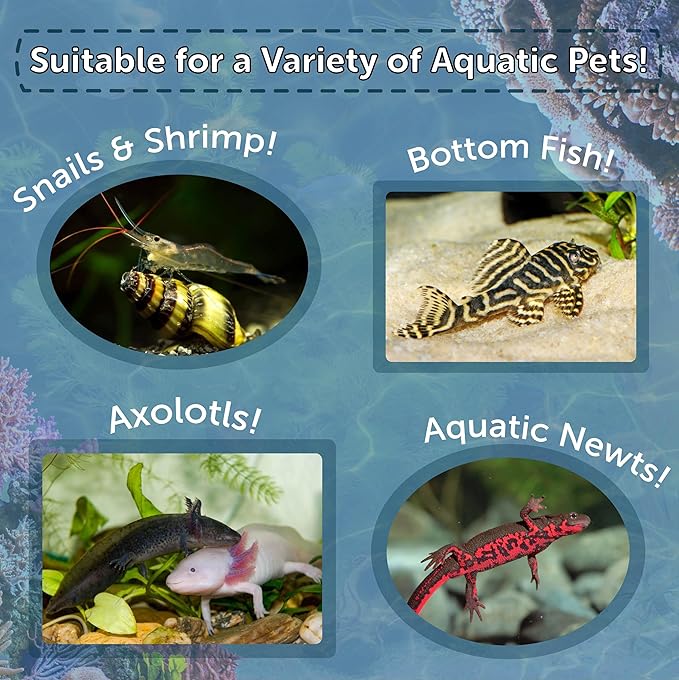 Axolotl Pellet Food 3/16" Soft Moist Sinking Pellets for Juvenile Axolotl Also Shrimp, Snails, Crayfish, Bottom Tropical Fish, Blackworm Pellets Included 12oz Canister