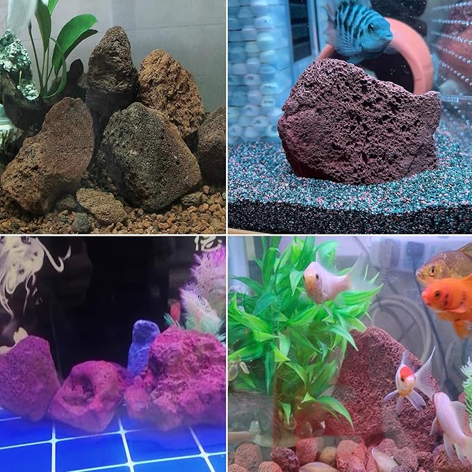 Tfwadmx Aquarium Red Lava Rock 10 Pack Fish Tank Volcanic Pumice Stones for Betta Fish Shrimp (1.96''-3.14'')
