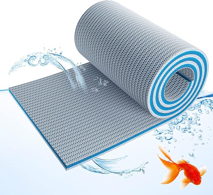 SHIGATSU Aquarium Filter Floss Rolls, Upgraded 8-Layer Aquarium Filter Sponge for Fish Tank Filter and Pond（47" x 12"）, Aquarium Filter Media for Freshwater or Saltwater Aquariums