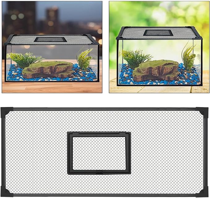 DIY Aquarium Hood with Jump Protection Mesh Cover for Tanks, 100x40cm
