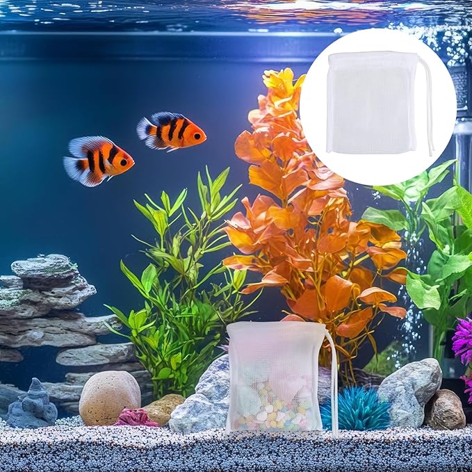 QfwdfcTrenz 10PCS Aquarium Filter Media Bags for Activated Carbon, 4" X 3.5" Mesh Filter Bags for Aquarium, Carbon Filters Bag for Aquariums, High Flow Aquariums Mesh Media Filters Bag